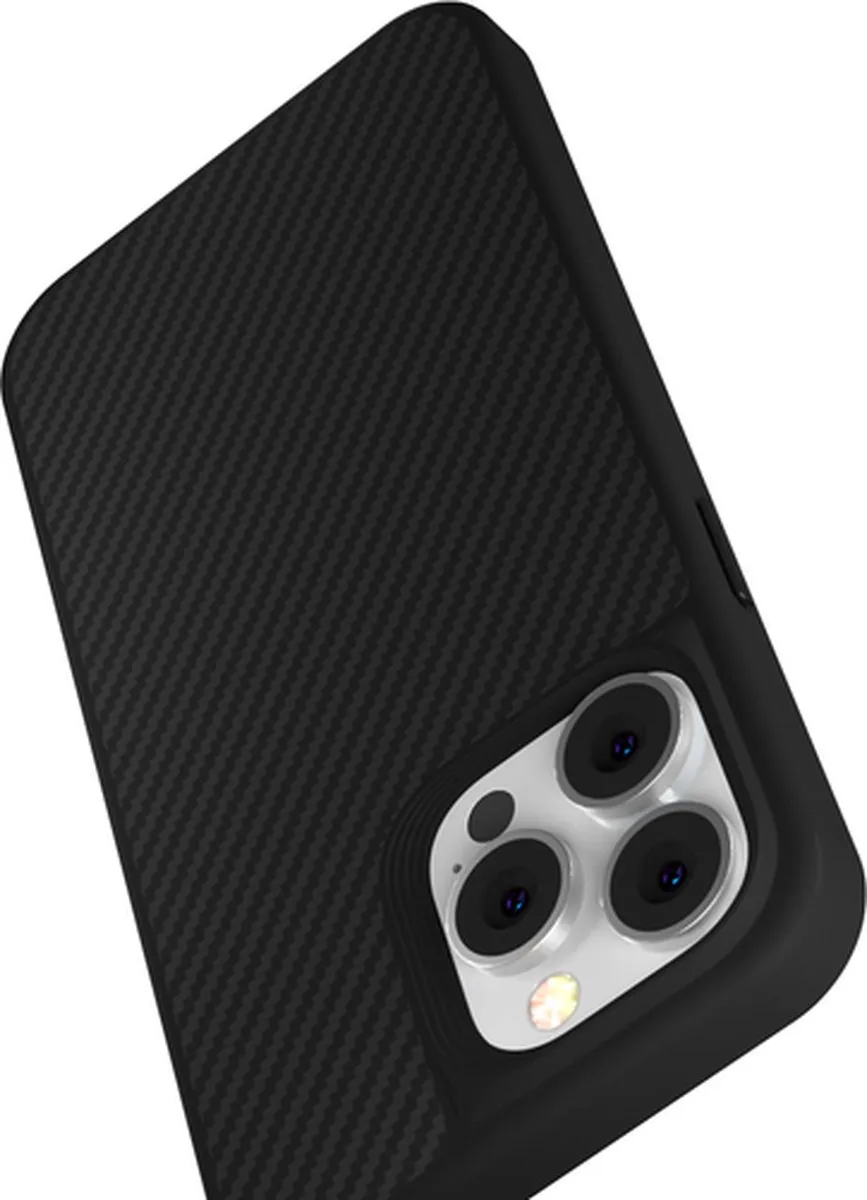 Hoesje geschikt voor Apple iPhone 14 Plus - Magnetische Case - Kevlar Series Magnetische Back Cover - Zwart