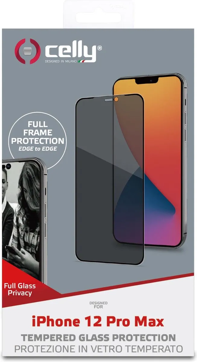 Celly iPhone 12 Pro Max Schermbeschermer Privacy 3D Zwart - afbeelding 3 van 3