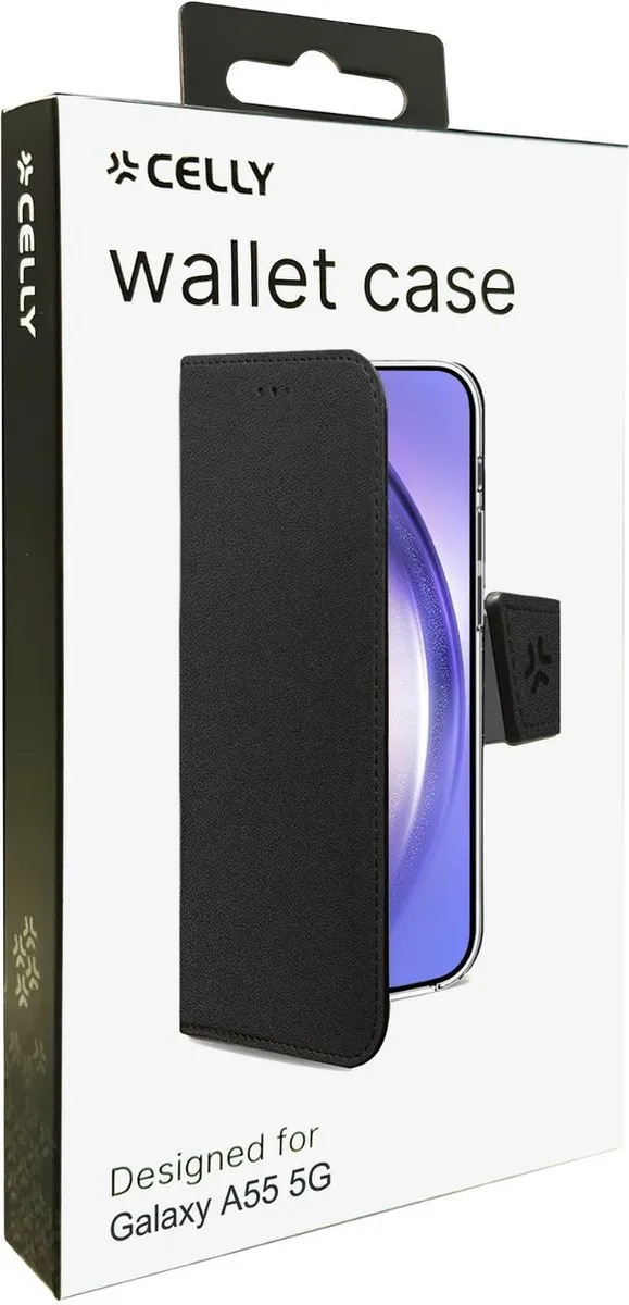 Celly Wally Bookcase Hoesje WALLY1064 - Samsung Galaxy A55 - 2 Pasjes - Zwart - afbeelding 3 van 6