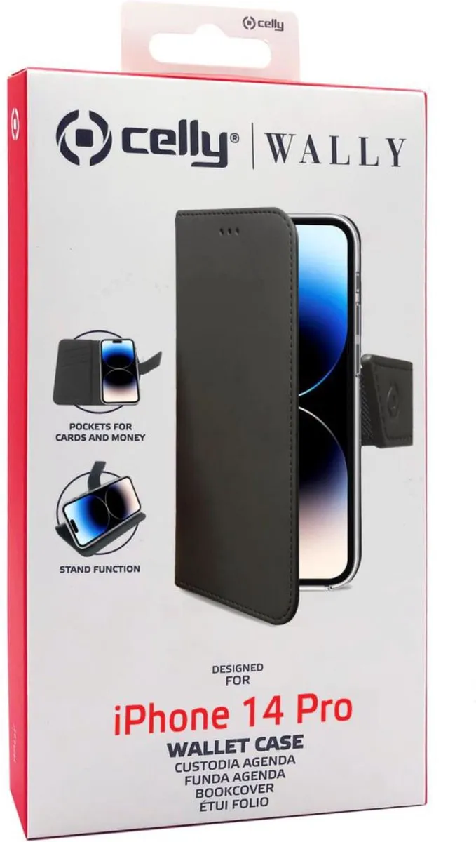 Celly Wally Bookcase Hoesje WALLY1025 - iPhone 14 Pro - Kunstleer Zwart