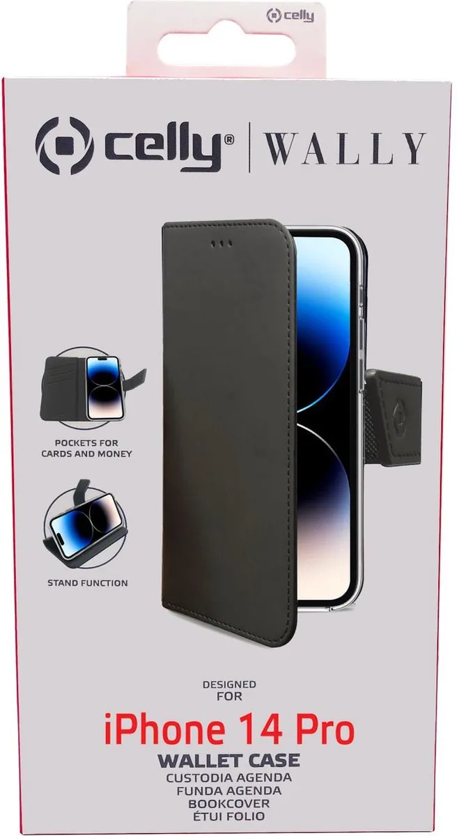 Celly Wally Bookcase Hoesje WALLY1025 - iPhone 14 Pro - Kunstleer Zwart