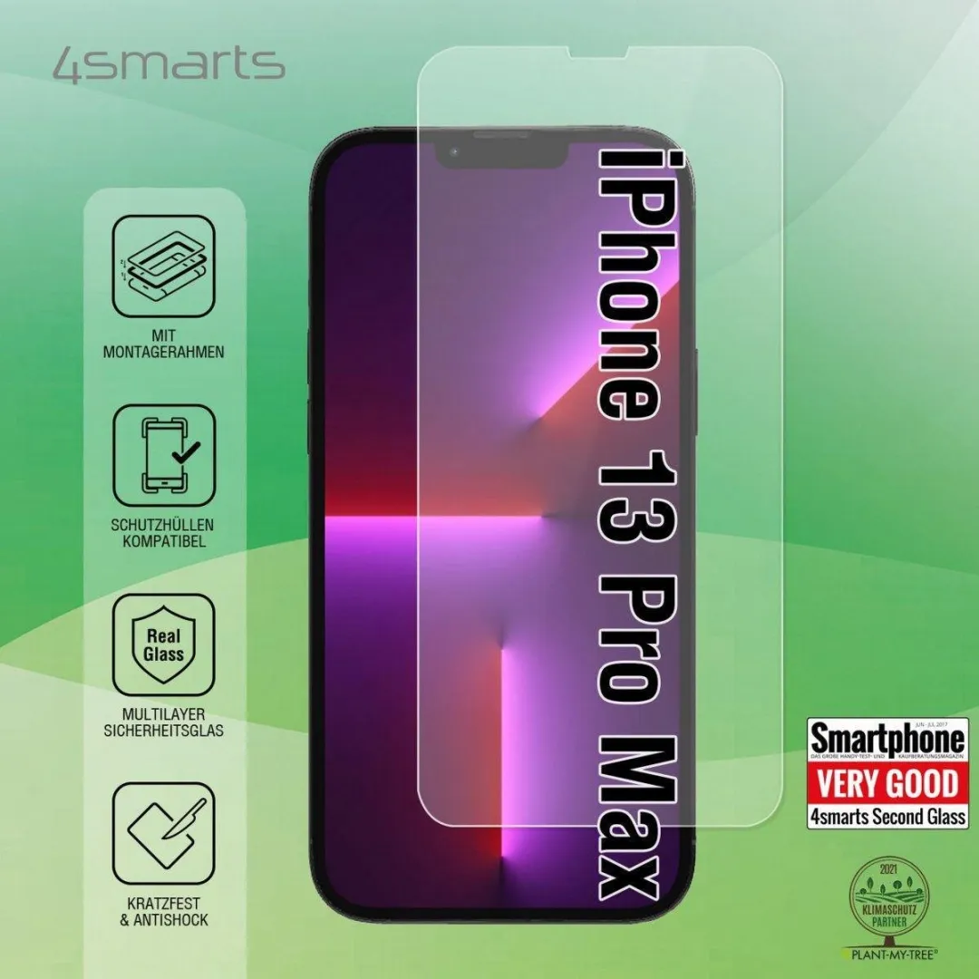 4Smarts X-Pro iPhone 13 Pro Max Schermbeveiliging met Montageframe