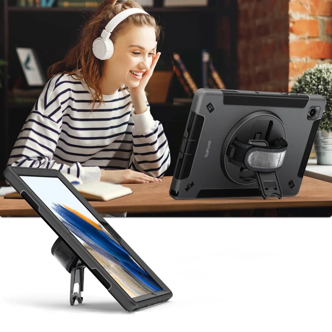 4Smarts Hoes Samsung Galaxy Tab A9 8.7" - Bi-materiaal Steunring - Zwart