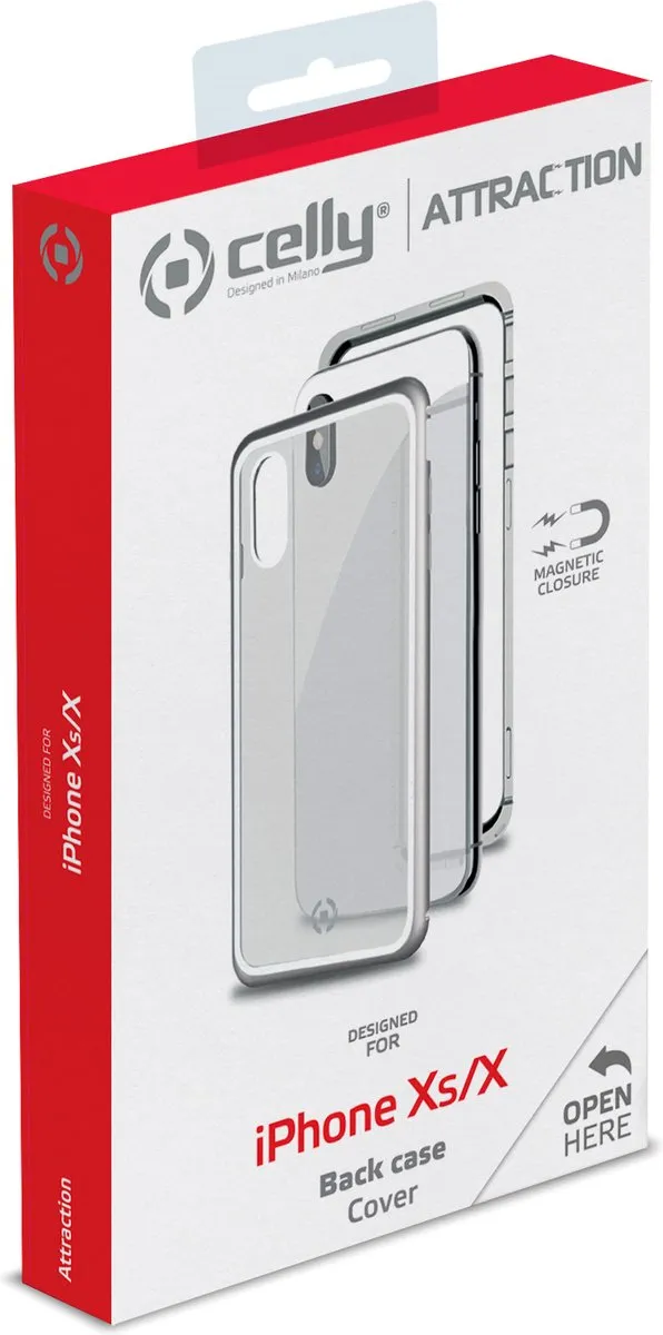 Celly iPhone X/XS Telefoonhoes Aluminium Transparant ATTRACTION900SV