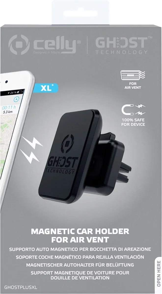 Celly Ghost Plus XL Telefoonhouder - Magnetisch - 360° Draaibaar - Zwart
