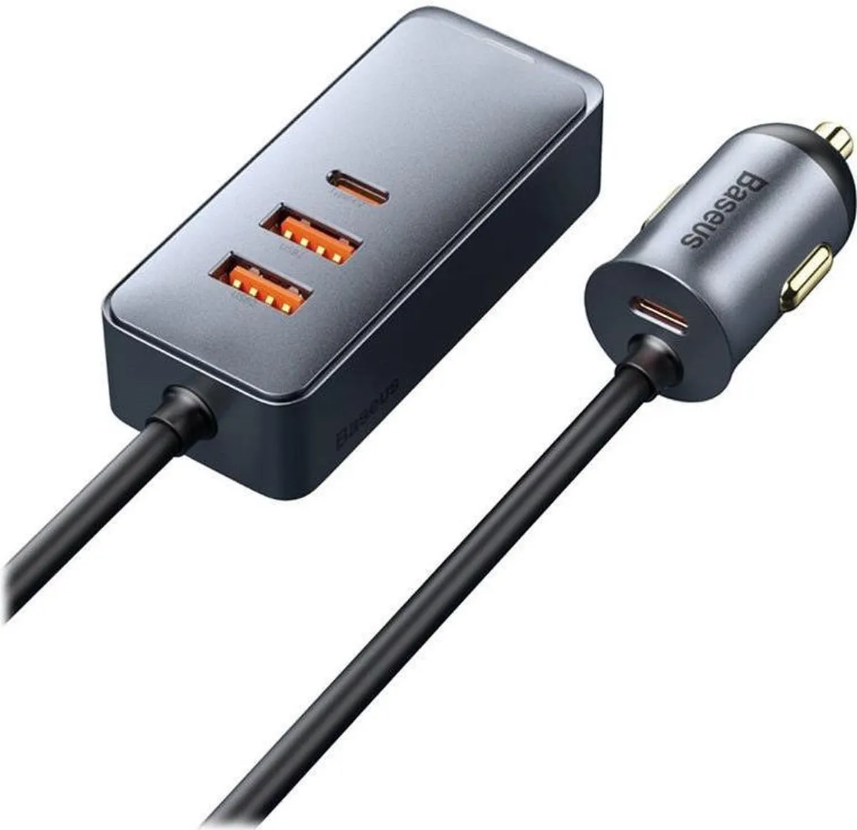 Baseus 120W Auto Oplader - 2x USB-A + 2x USB-C - Universeel Zwart - afbeelding 6 van 6