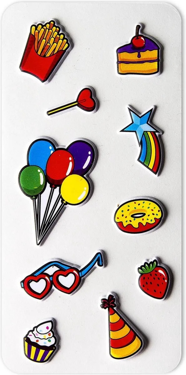 Celly 3D Stickers Party Set - 10 Stuks Gemengd - afbeelding 6 van 6