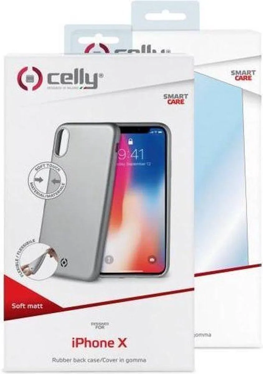 Celly Softmatt iPhone Xs Telefoonhoes - Zilver - SOFTMATT900SV