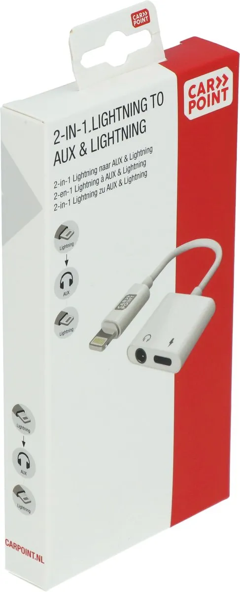 Carpoint 2-in-1 Lightning naar AUX Adapter - Wit