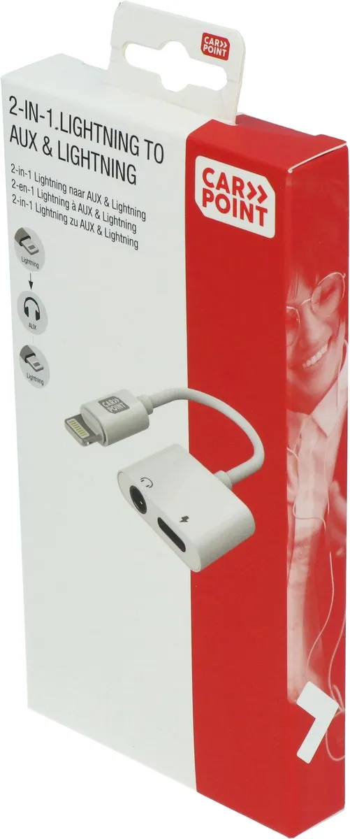 Carpoint 2-in-1 Lightning naar AUX Adapter - Wit