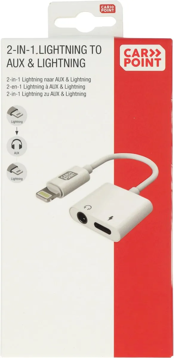 Carpoint 2-in-1 Lightning naar AUX Adapter - Wit