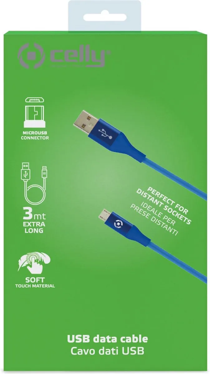 Celly Feeling Micro USB Kabel - Blauw