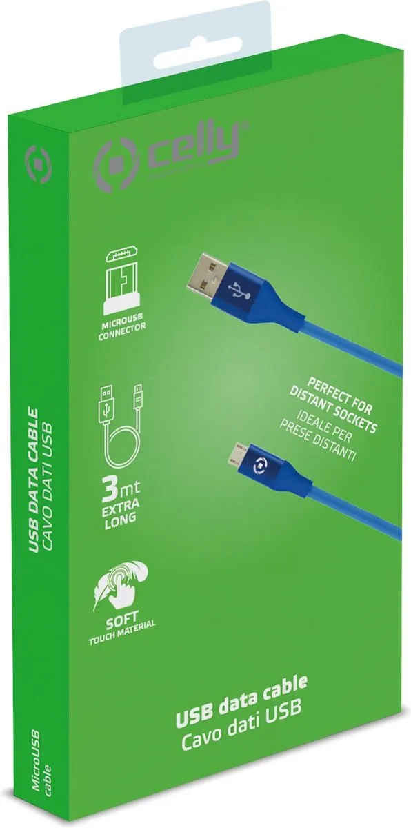 Celly Feeling Micro USB Kabel - Blauw