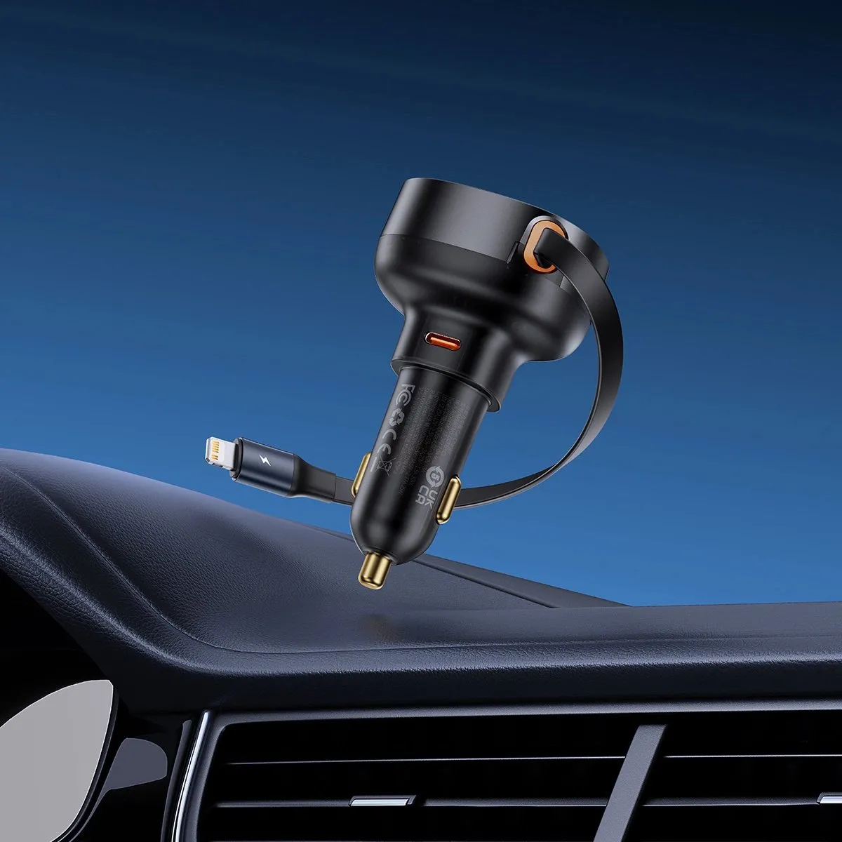 Baseus Enjoyment Pro USB-C/Lightning 60W Autolader - Zwart - afbeelding 6 van 6