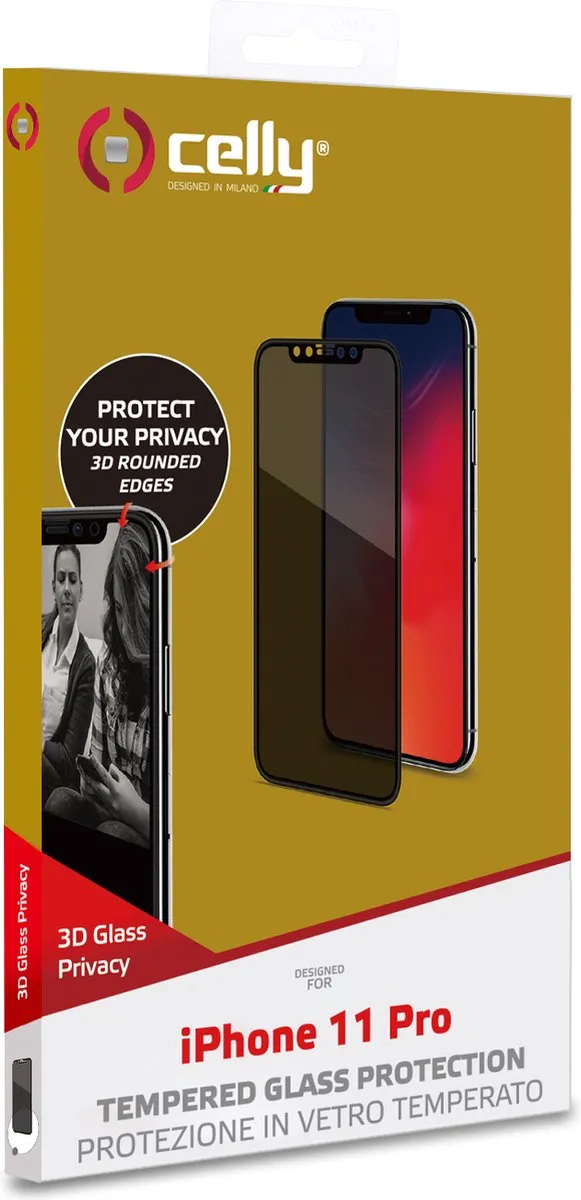 Celly 3D Glass Privacy iPhone 11 Pro - Glasbeschermer - afbeelding 6 van 6