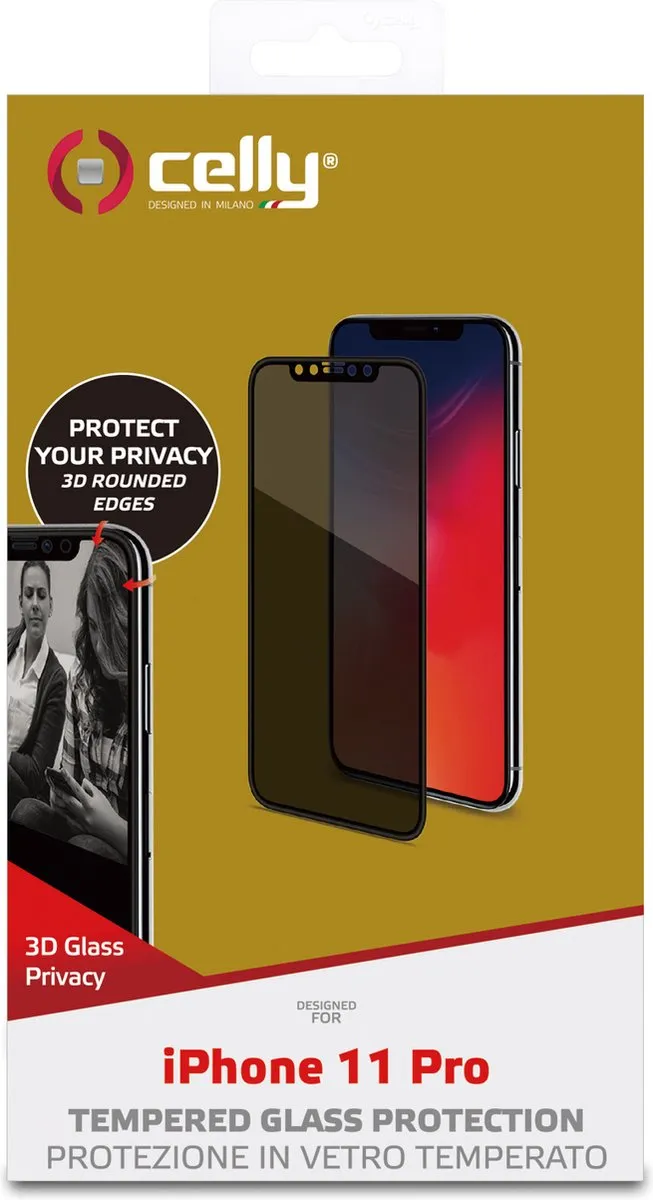 Celly 3D Glass Privacy iPhone 11 Pro - Glasbeschermer - afbeelding 5 van 6