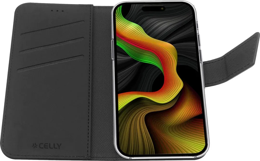 Celly Wally Bookcase Hoesje WALLY1056 - iPhone 15 Pro Max - 3 Pasjes - Zwart - afbeelding 3 van 4