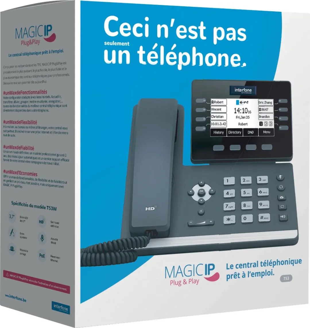 Yealink SIP-T53 Handset - 3.7" Kleurenscherm - 8 Regels - Zwart