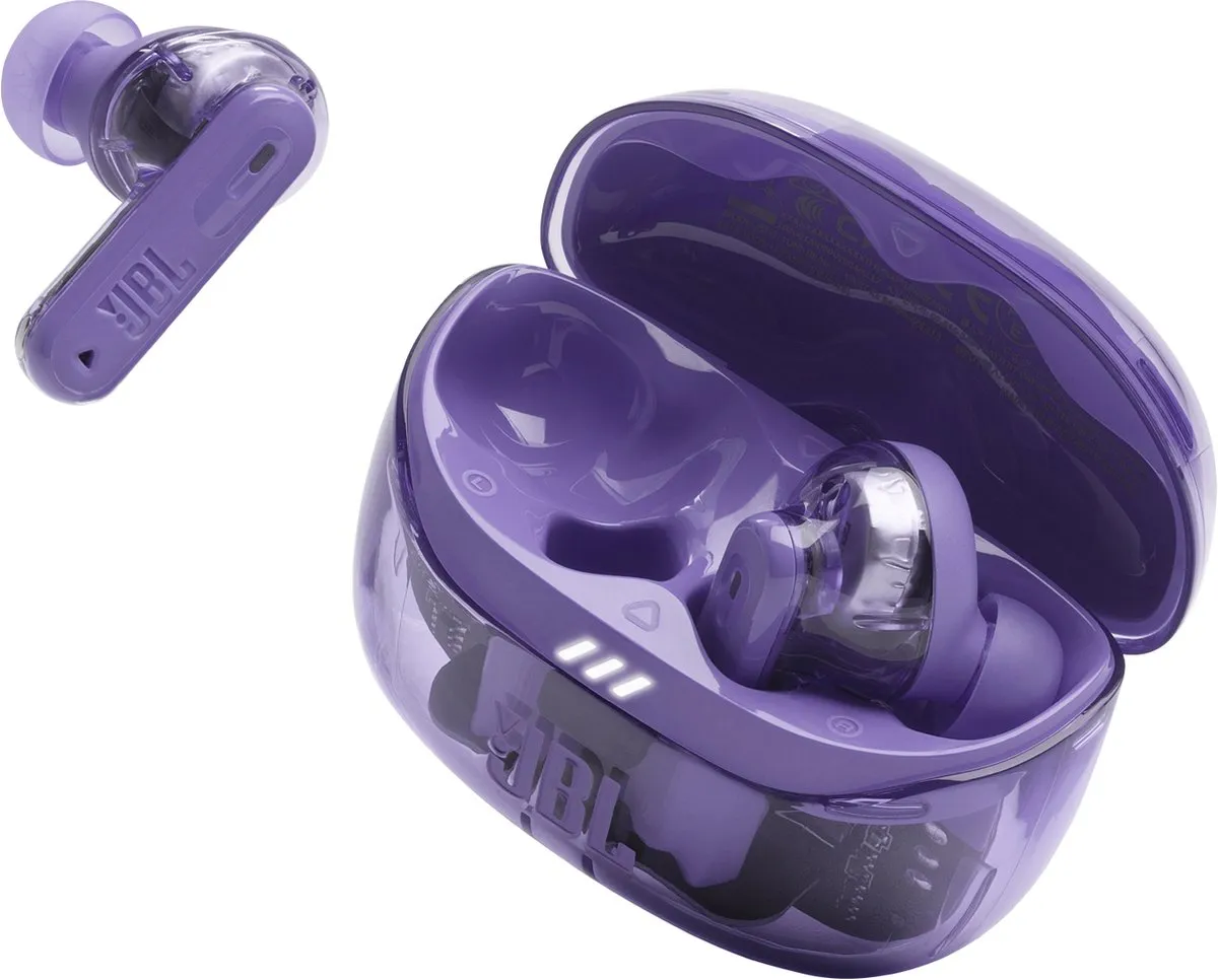 JBL Tune Beam 2 True Wireless Oordopjes - 48 uur - IP54 - Paars - afbeelding 6 van 6