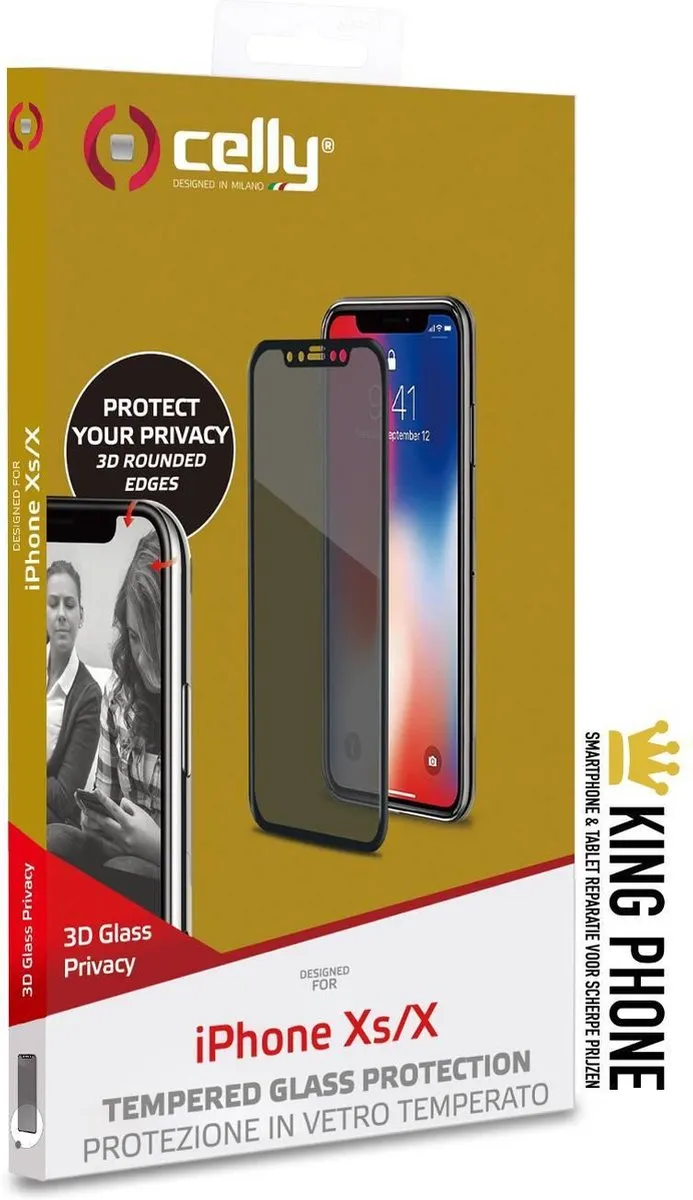 Celly Privacy 3D Glas iPhone X/Xs - 8021735739296