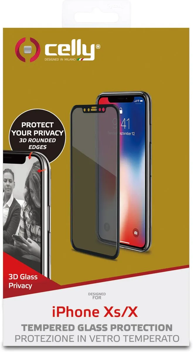 Celly Privacy 3D Glas iPhone X/Xs - 8021735739296 - afbeelding 6 van 6