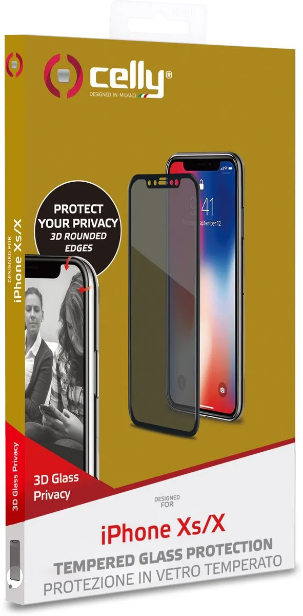 Celly Privacy 3D Glas iPhone X/Xs - 8021735739296