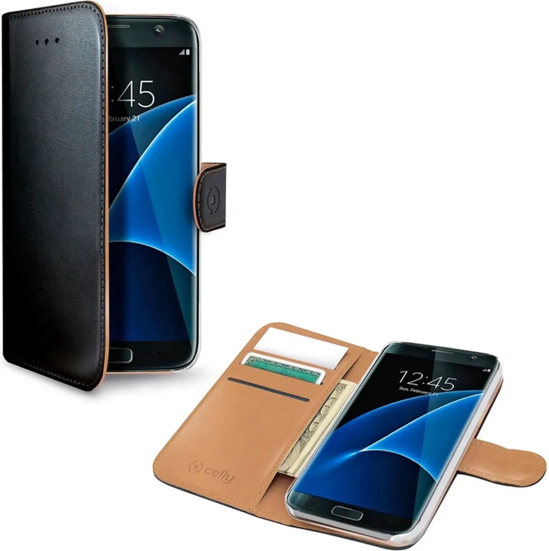 Celly Wally Hoesje WALLY591 - Samsung Galaxy S7 Edge - 3 Pasjes - Zwart - afbeelding 2 van 3