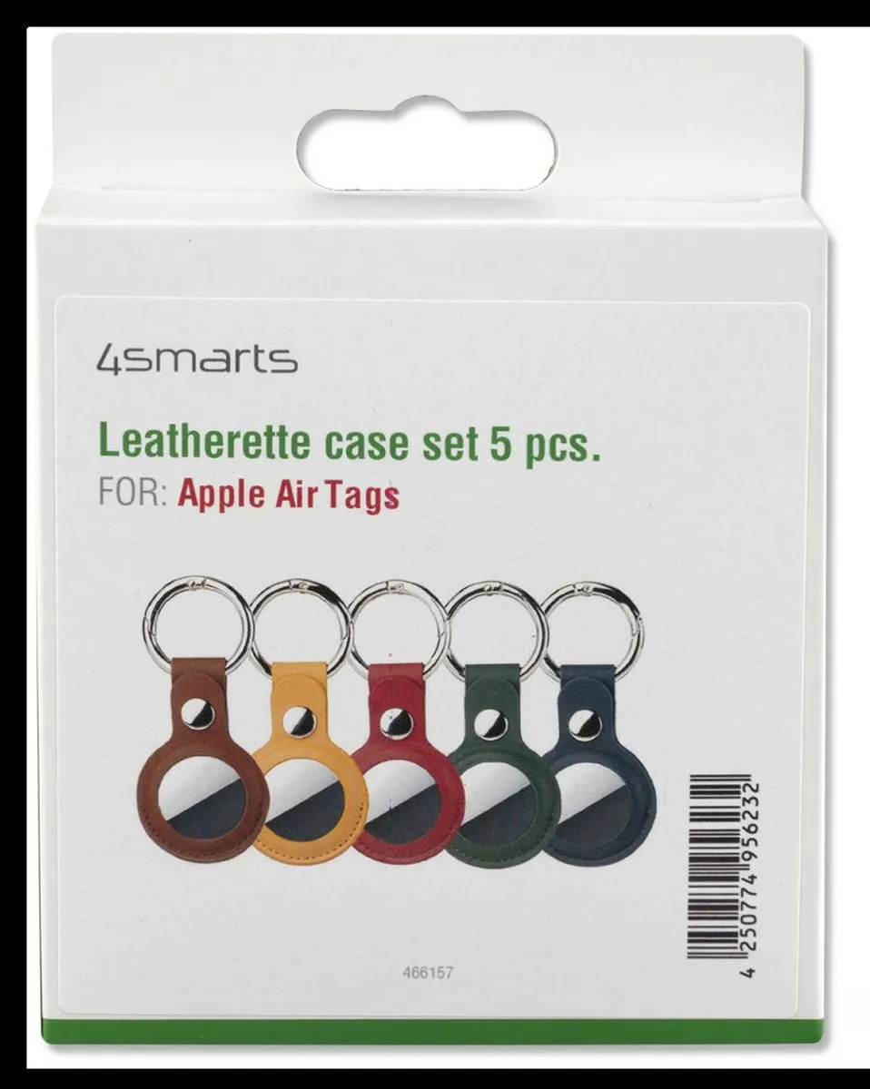4Smarts Kunstleer Sleutelhanger 466157 - 5 Stuks - o.a. Apple AirTag