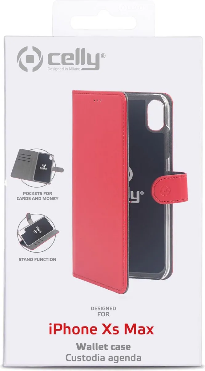 Celly Boekmodel Hoesje iPhone XS Max - Rood - 3 Pasjes