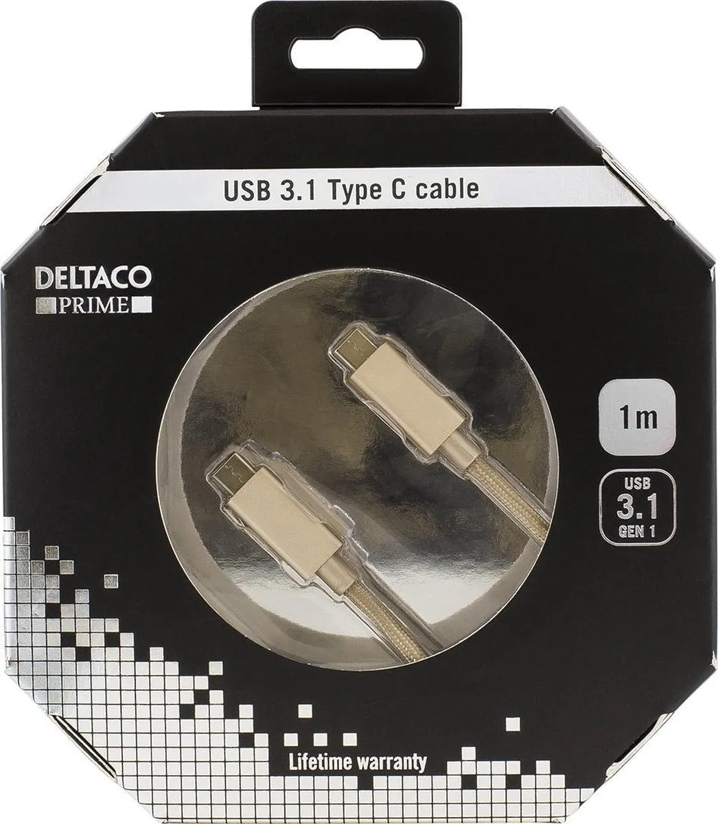 Deltaco USBC-1259 USB-C Kabel 1m - Goud