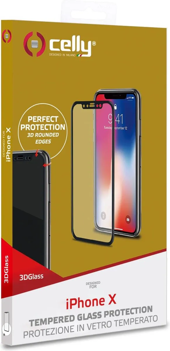 Celly Screenprotector iPhone X/XS Wit - Glas