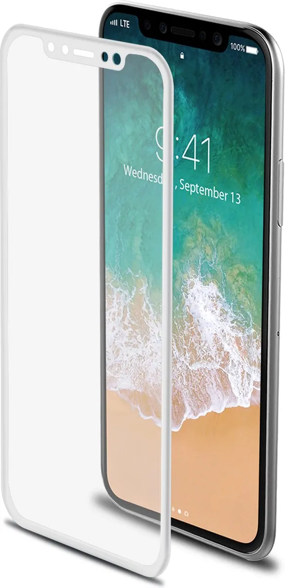 Celly Screenprotector iPhone X/XS Wit
