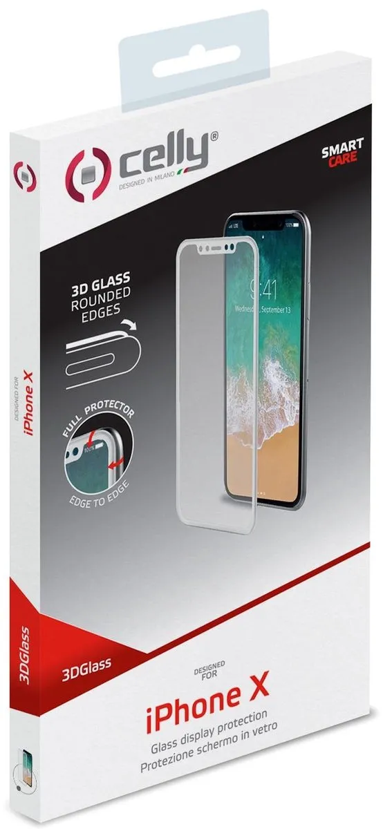 Celly Screenprotector iPhone X/XS Wit - Glas