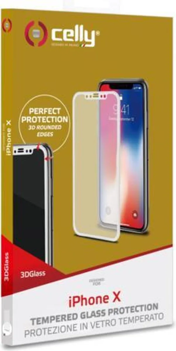 Celly Screenprotector iPhone X/XS Wit - Glas