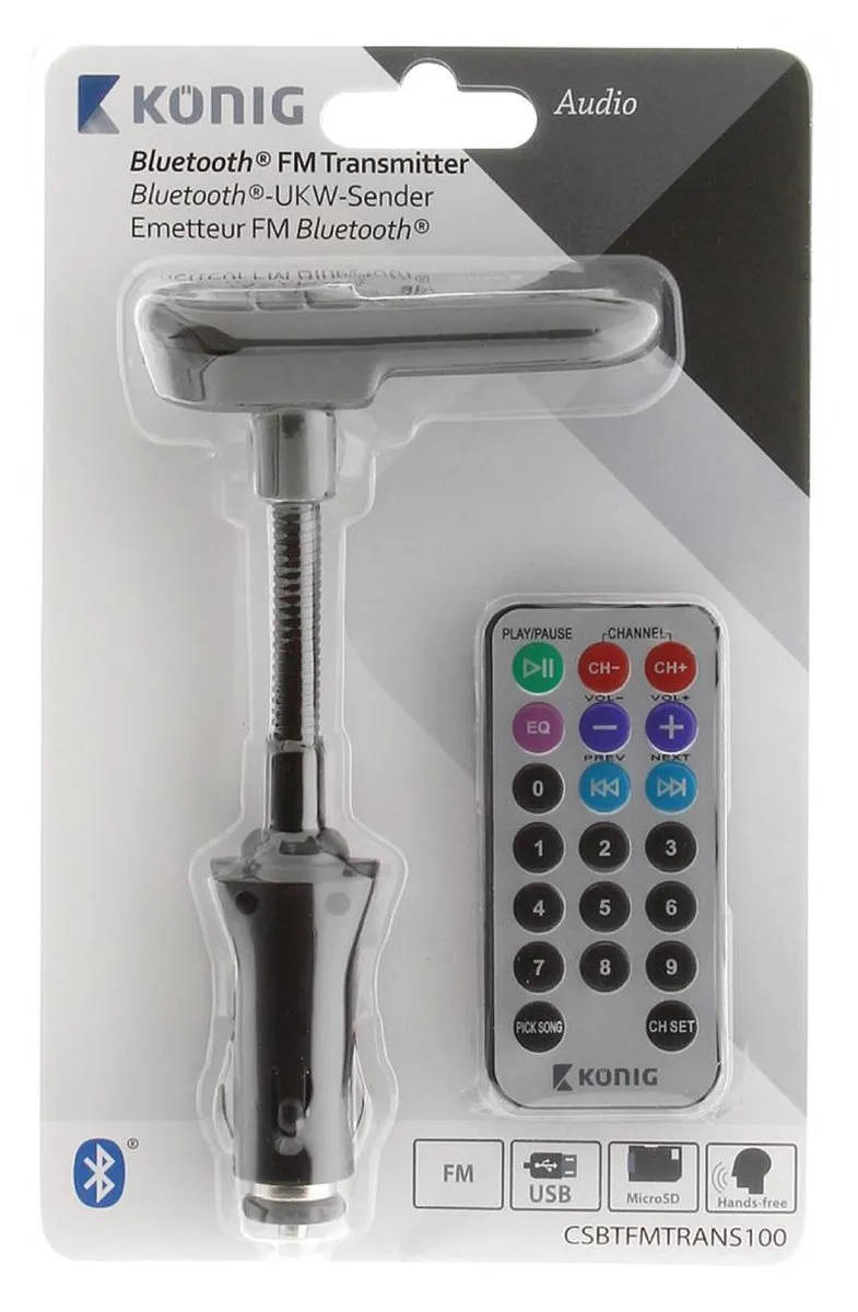 Konig Bluetooth FM Transmitter met carkit en afstandsbediening