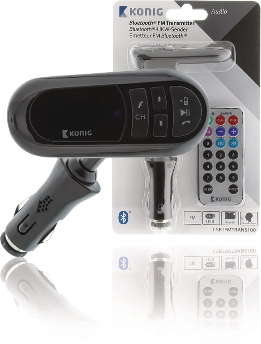 Konig Bluetooth FM Transmitter met carkit en afstandsbediening