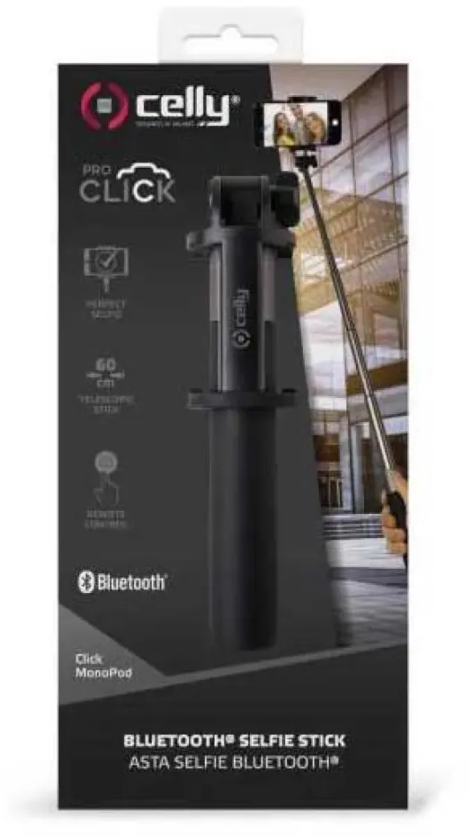 Celly ClickMono Selfiestick Bluetooth - 6" - Zwart