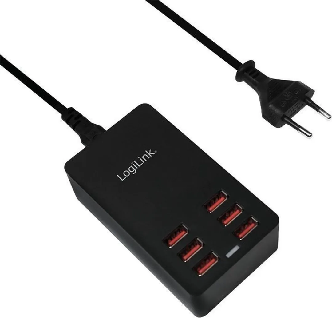 Logilink PA0139 USB-oplader 6400mA - 6x USB-A - Zwart