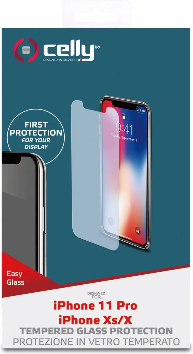 Celly Easy Glass Screenprotector iPhone Xs/X - 1 Stuk