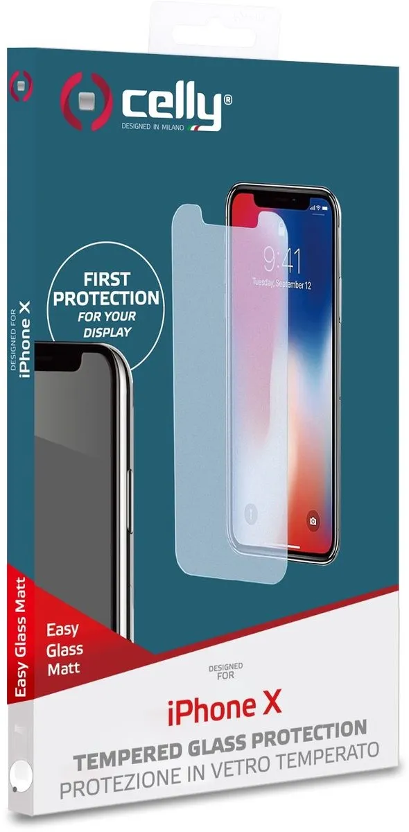 Celly Easy Glass Screenprotector iPhone Xs/X - 1 Stuk