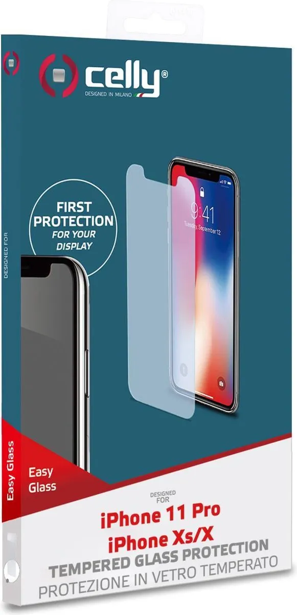 Celly Easy Glass Screenprotector iPhone Xs/X - 1 Stuk
