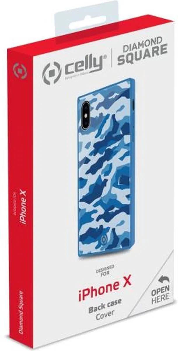 Celly Telefoonhoes Diamond Square iPhone X/Xs - Blauw