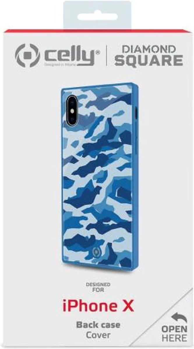 Celly Telefoonhoes Diamond Square iPhone X/Xs - Blauw