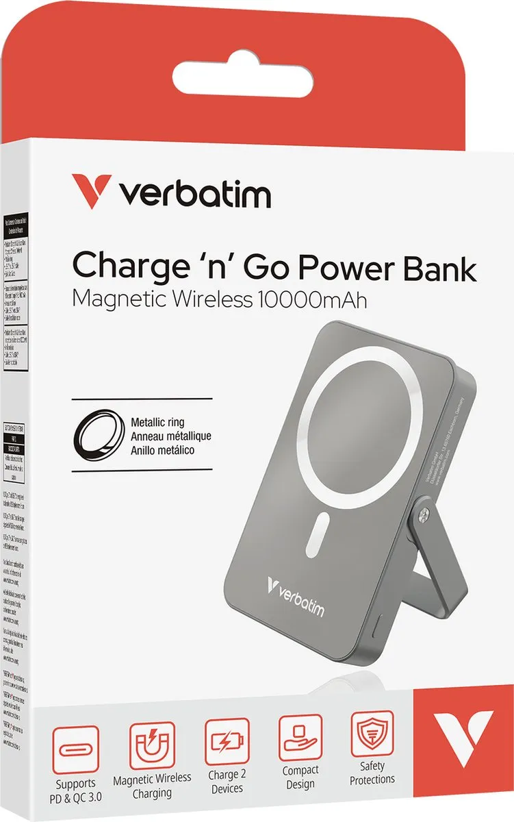 Verbatim Charge 'n' Go Powerbank 10000 mAh - Grijs