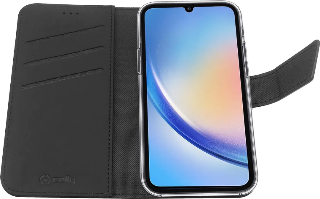 Celly Wally Bookcase Hoesje WALLY1036 - Samsung Galaxy A34 - 3 Pasjes - Zwart