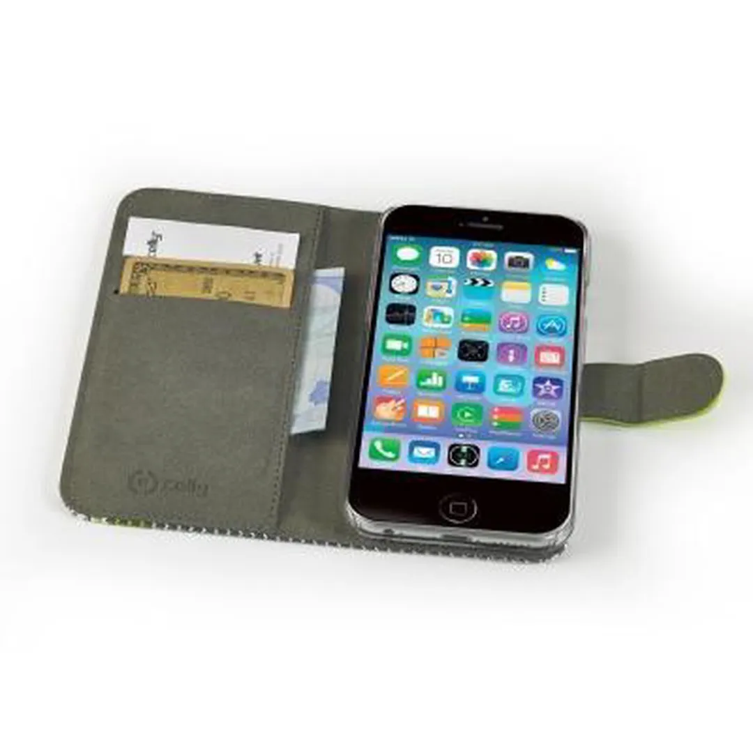 Celly Pied de Poule Wallethoes iPhone 6 - Groen - afbeelding 2 van 3