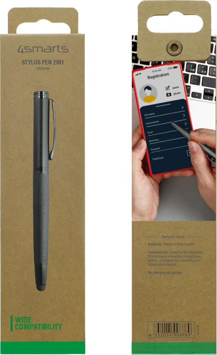 4Smarts 2in1 ErgoRib Stylus Pen 541098 - Zwart