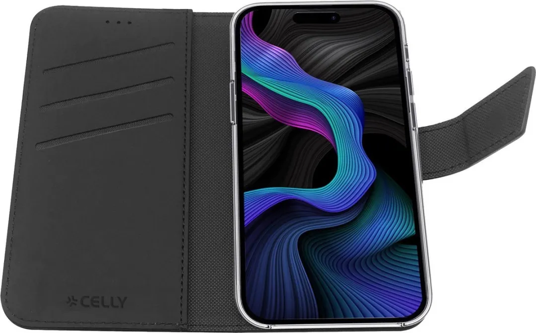 Celly Wally Bookcase Hoesje - Samsung Galaxy S23 FE - 3 Pasjes - Zwart - afbeelding 5 van 6