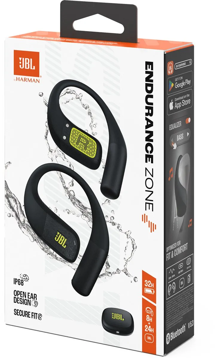 JBL Endurance Zone Oordopjes - 32 uur - IP68 - Zwart & Lime - afbeelding 6 van 6