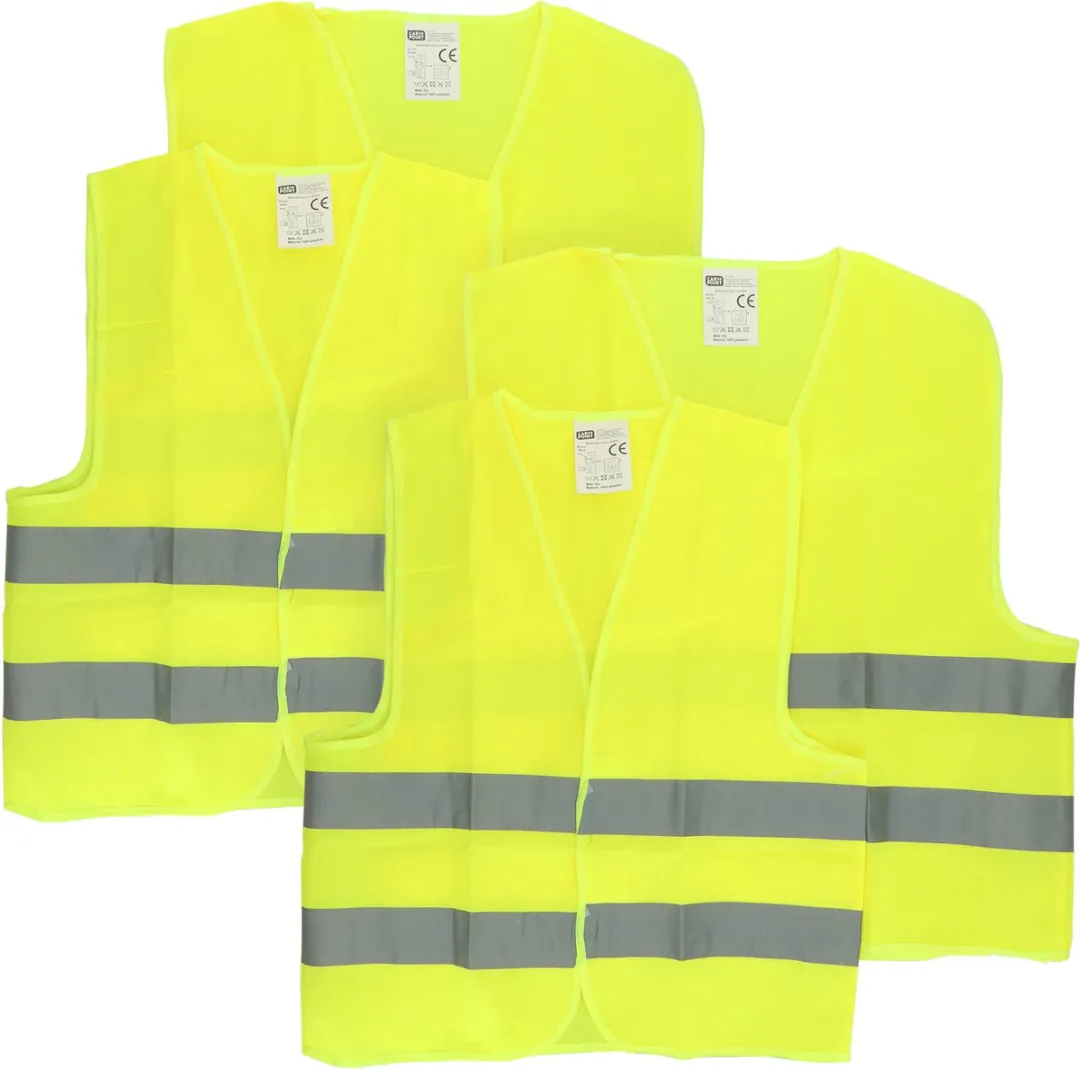 Carpoint Veiligheidsvest Combi Set - 4 Stuks (2x S, 2x XL) - Geel